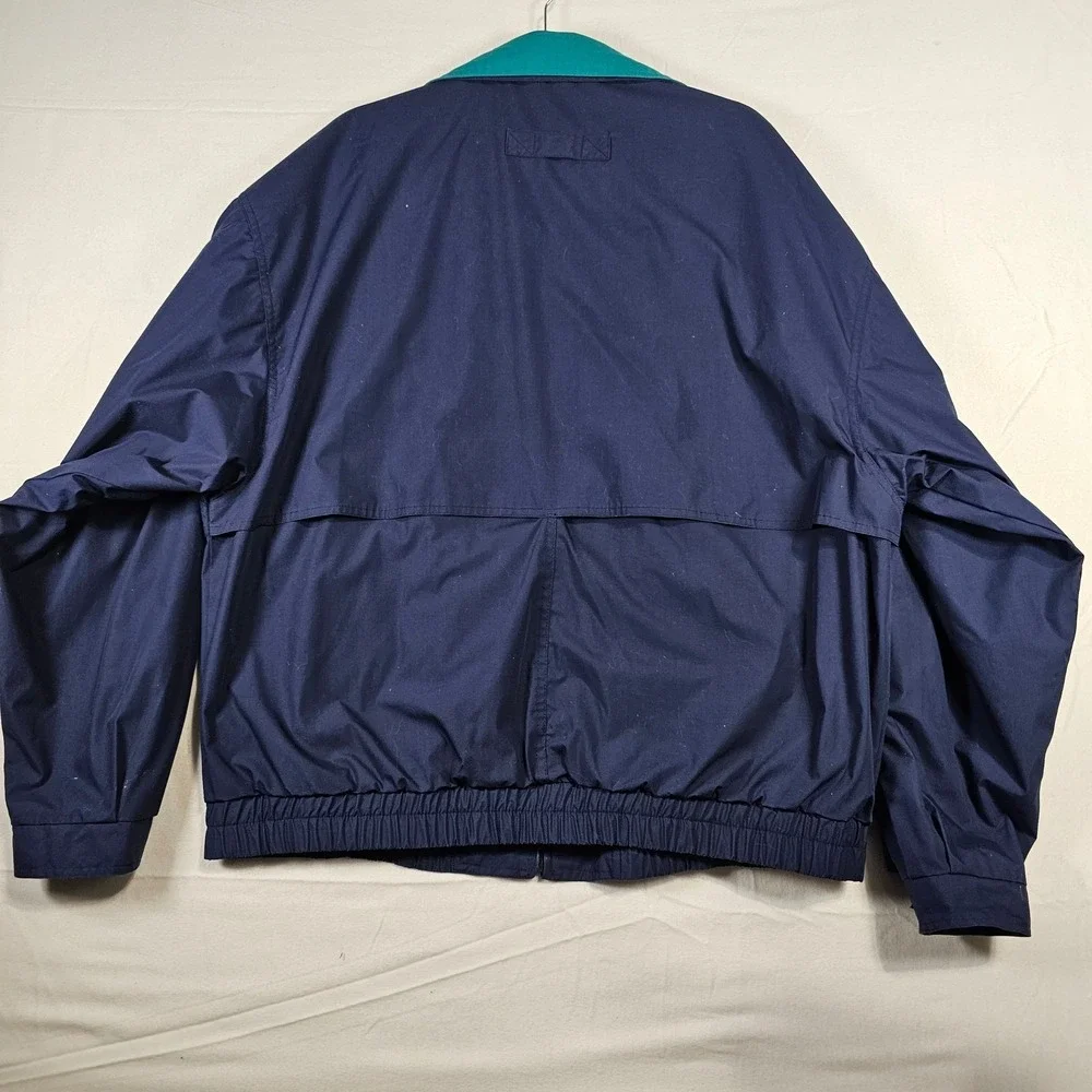 Vintage GEAR for SPORTS CNN Logo Bomber Jacket Navy Teal XL‎ Made in Hong Kong